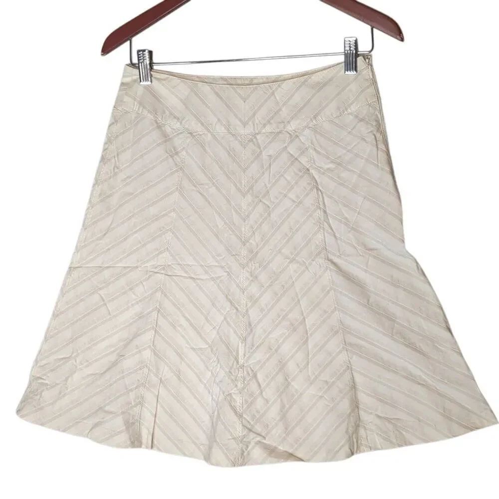 Ann Taylor Chevron Herringbone Off White A Line Mini Skirt 2P